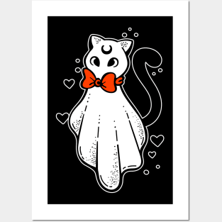 Cat in a ghost costume Posters and Art